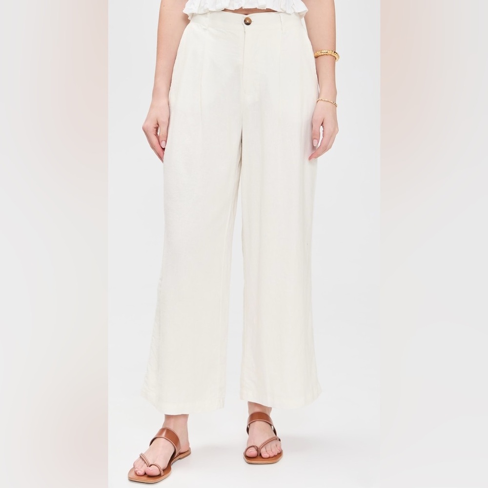 Z Supply White Linen Wide-Leg Pants